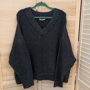 American Eagle Outfitters Denim Blue Cotton Knit Sweater
